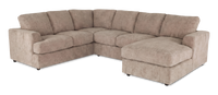 Made in Canada Customizable Sofa Lab Curve 3 Piece Right-Facing Fabric Sectional with Chaise – Chenille Praline