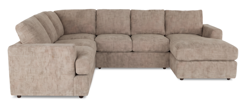 Made in Canada Customizable Sofa Lab Curve 3 Piece Right-Facing Fabric Sectional with Chaise – Chenille Praline