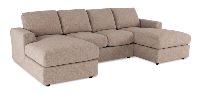 Made in Canada Customizable Sofa Lab Curve Fabric Double Chaise Sectional - Chenille Praline