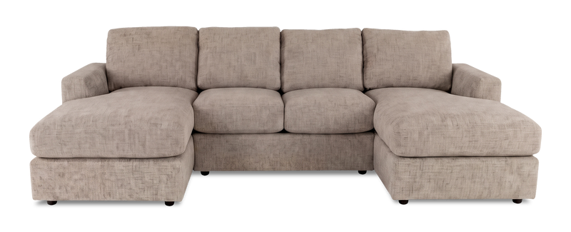 Made in Canada Customizable Sofa Lab Curve Fabric Double Chaise Sectional - Chenille Praline