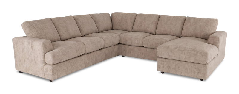 Made in Canada Customizable Sofa Lab Curve 4-Piece Right-Facing Sectional with Chaise - Chenille Praline