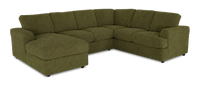 Made in Canada Customizable Sofa Lab Curve 3 Piece Left-Facing Fabric Sectional with Chaise – Chenille Moss 