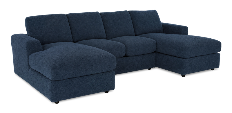 Made in Canada Customizable Sofa Lab Curve Fabric Double Chaise Sectional - Chenille Pacific