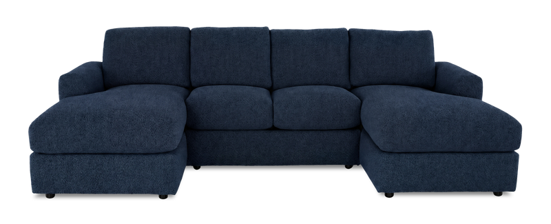 Made in Canada Customizable Sofa Lab Curve Fabric Double Chaise Sectional - Chenille Pacific