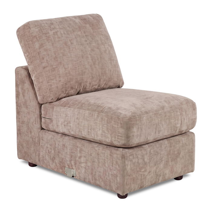 Made in Canada Customizable Sofa Lab Curve 24\" Armless Fabric Chair – Chenille Praline
