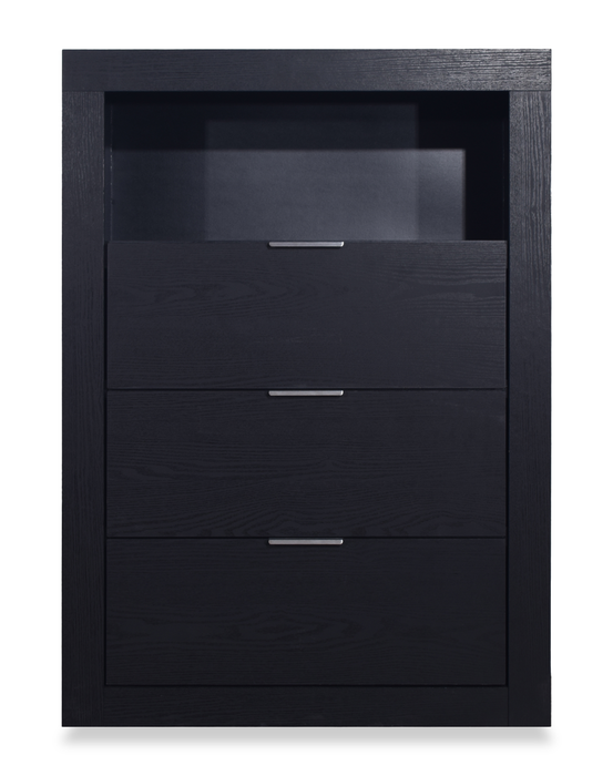 Delta Bedroom Chest of Drawers with Storage Shelf, 3-Drawer, 32\"W x 44\"H - Black 