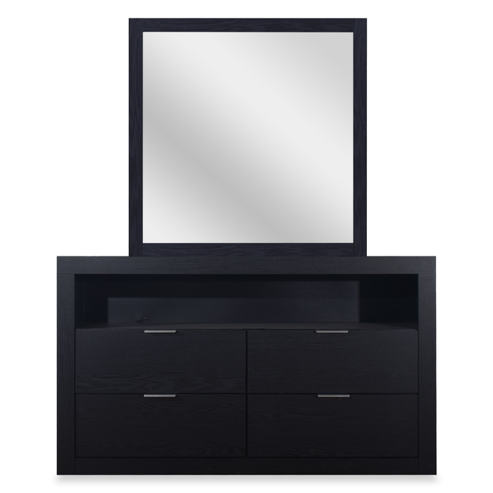 Delta 5pc Bedroom Set with Bed, Dresser & Mirror, Black - Queen Size