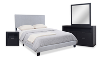 Delta 6pc Bedroom Set with Bed, Dresser, Mirror & Nightstand, Black - Queen Size 