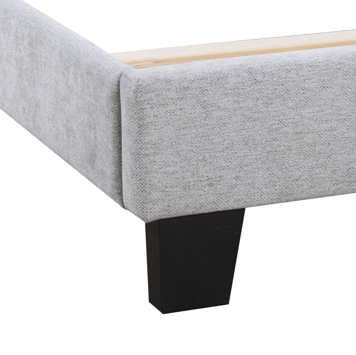 Delta Upholstered Bed in Grey Polyester Fabric - Queen Size