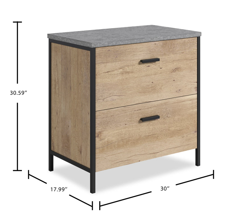 Dexter 30” 2-Drawer Lateral Filing Cabinet – Prime Oak