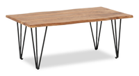 Dillion 45” Industrial Coffee Table with Iron Hairpin Legs – Natural Acacia 