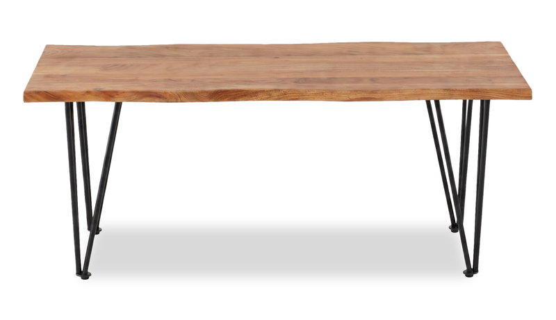 Dillion 45” Industrial Coffee Table with Iron Hairpin Legs – Natural Acacia