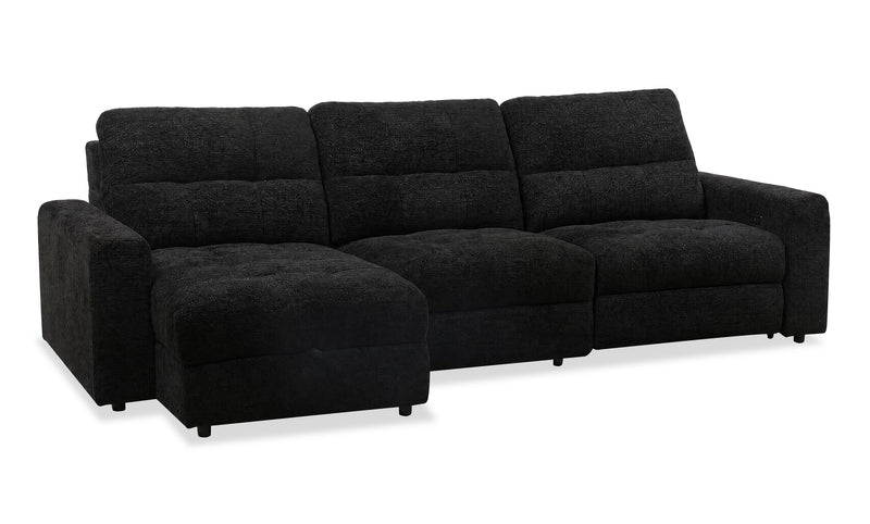 Scott Living Elevate Modular 3-Piece Left-Facing Chenille Fabric Power Reclining and Sliding Sectional - Ebony