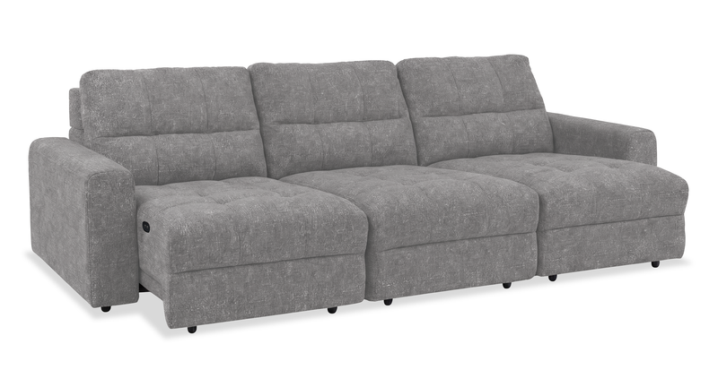 Scott Living Elevate Modular 115\" Chenille Fabric Sofa with Power Sliding - Grey
