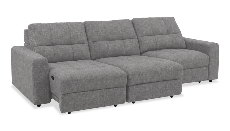 Scott Living Elevate Modular 115\" Chenille Fabric Sofa with Power Sliding - Grey