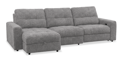 Scott Living Elevate Modular 3-Piece Left-Facing Chenille Fabric Power Reclining and Sliding Sectional - Grey | Sofa sectionnel modulaire à coulissement et inclinaison électriques de gauche Elevate de Scott Living 3 pièces en tissu de chenille - gris