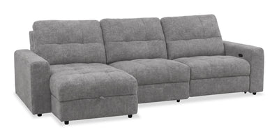 Scott Living Elevate Modular 3-Piece Left-Facing Chenille Fabric Power Reclining and Sliding Sectional - Grey | Sofa sectionnel modulaire à coulissement et inclinaison électriques de gauche Elevate de Scott Living 3 pièces en tissu de chenille - gris