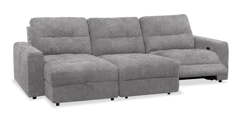 Scott Living Elevate Modular 3-Piece Left-Facing Chenille Fabric Power Reclining and Sliding Sectional - Grey