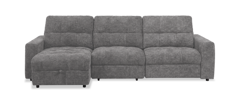 Scott Living Elevate Modular 3-Piece Left-Facing Chenille Fabric Power Reclining and Sliding Sectional - Grey