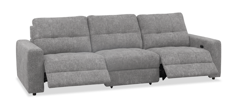 Scott Living Elevate Modular 115\" Chenille Fabric Power Reclining Sofa - Grey