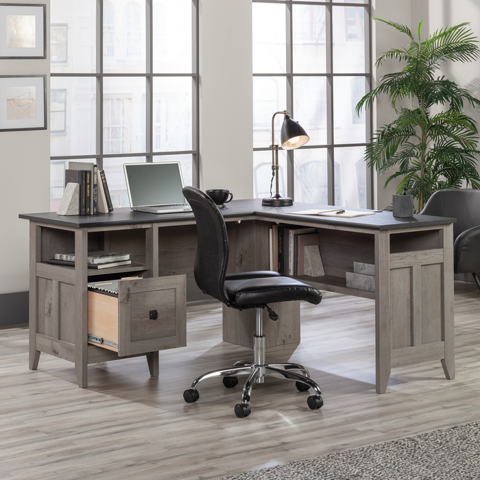 Ellery 59.06\" L-Shaped Office Desk with Cable Management – Mystic Oak