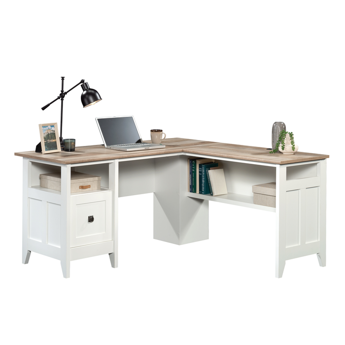 Ellery 59.06\" L-Shaped Office Desk with Cable Management – Soft White