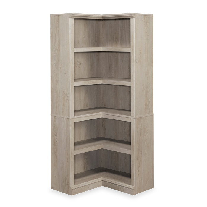 Elven 29.25” Corner Bookcase with 5 Open Shelves – Chalked Chestnut