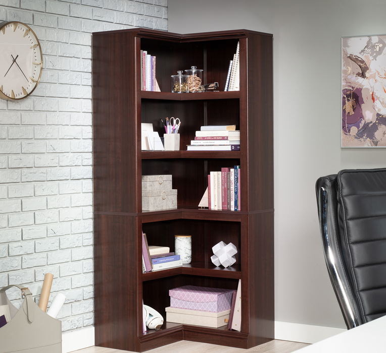 Elven 29.25” Corner Bookcase with 5 Open Shelves – Select Cherry