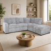 Emerie 3-Piece Right-Facing Chenille Sleeper Sectional with Storage Ottoman – Grey | Sofa-lit sectionnel de droite Emerie 3 pièces en chenille avec pouf de rangement - gris