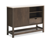 Essex 47.25” 3-Shelf Accent Cabinet with Sliding Door – Walnut Oak 