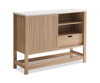 Essex 47.25” 3-Shelf Accent Cabinet with Sliding Door – Weathered White