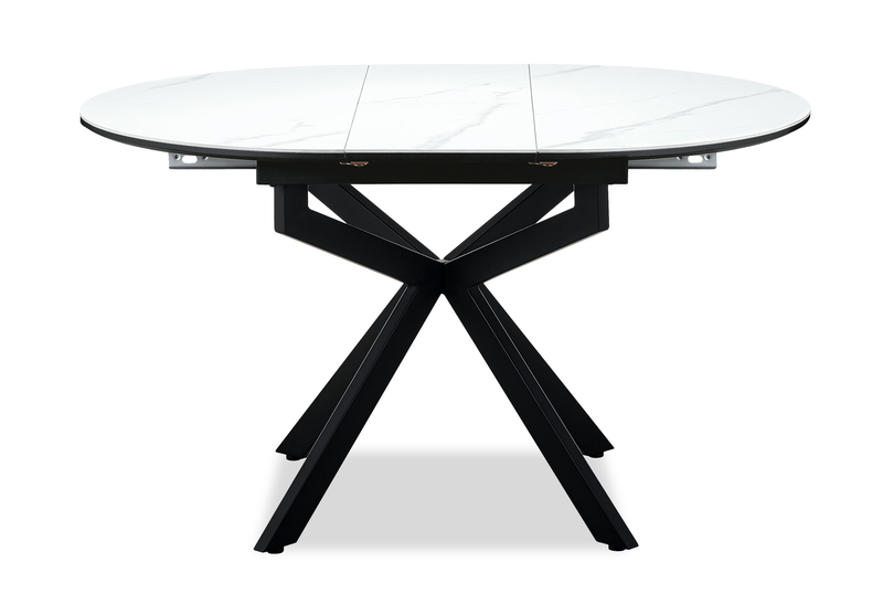 Evita 5pc Dining Set, Table & 4 Grey Chairs, Sintered Stone, 41-54\"W Extension - Grey/Black