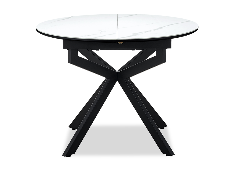 Evita 5pc Dining Set, Table & 4 Beige Chairs, Sintered Stone, 41-54\"W Extension - Grey/Black