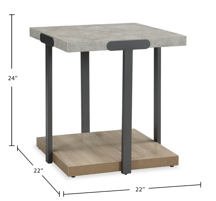 Felicity 22” Square End Table with Shelf - Grey