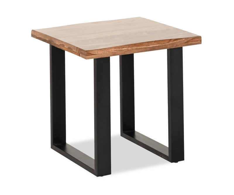 Fletcher 24” Contemporary End Table with Iron Frame - Brownstone