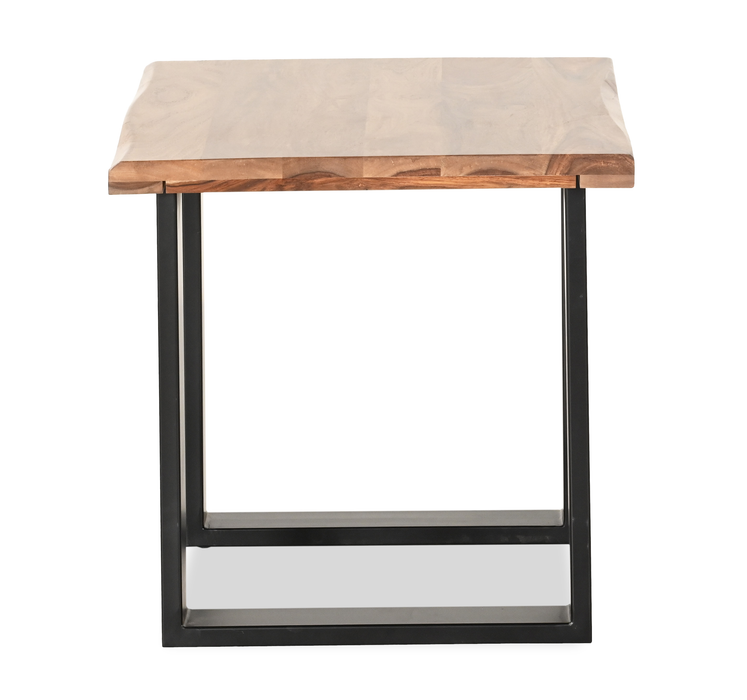 Fletcher 24” Contemporary End Table with Iron Frame - Brownstone
