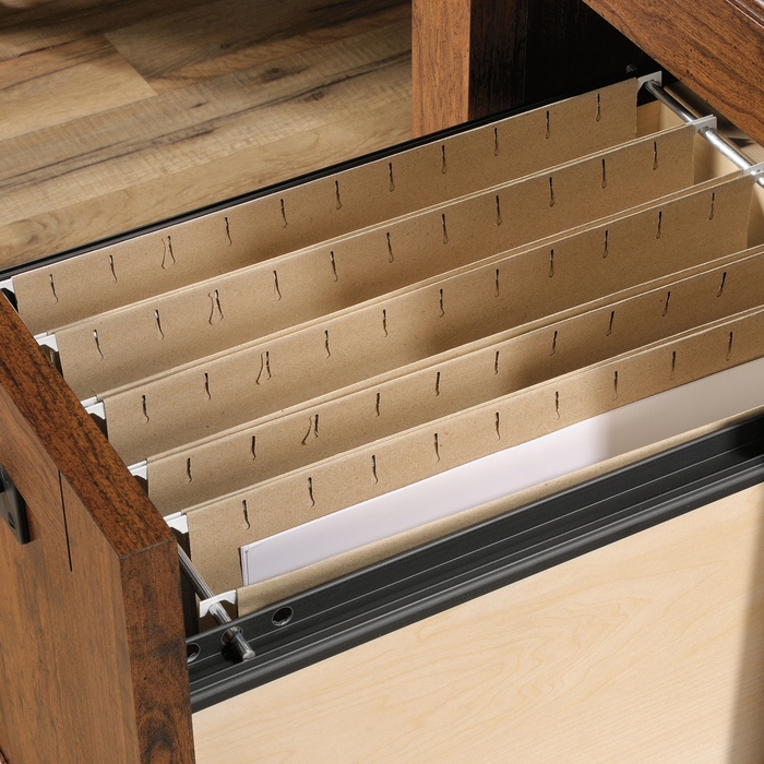 Forge 59.06\" Office Desk with 3 Drawers and Cable Management – Washington Cherry