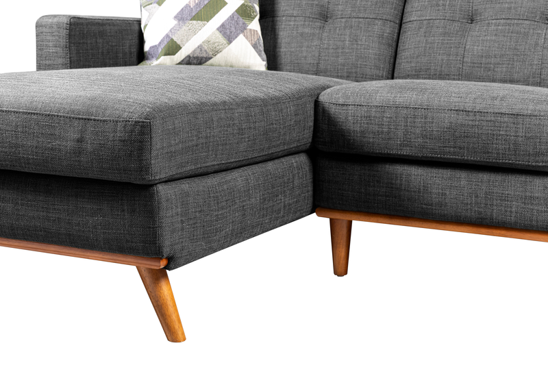 Kort & Co. Freeman 2-Piece Left-Facing Sectional with Wood Legs – Charcoal Grey