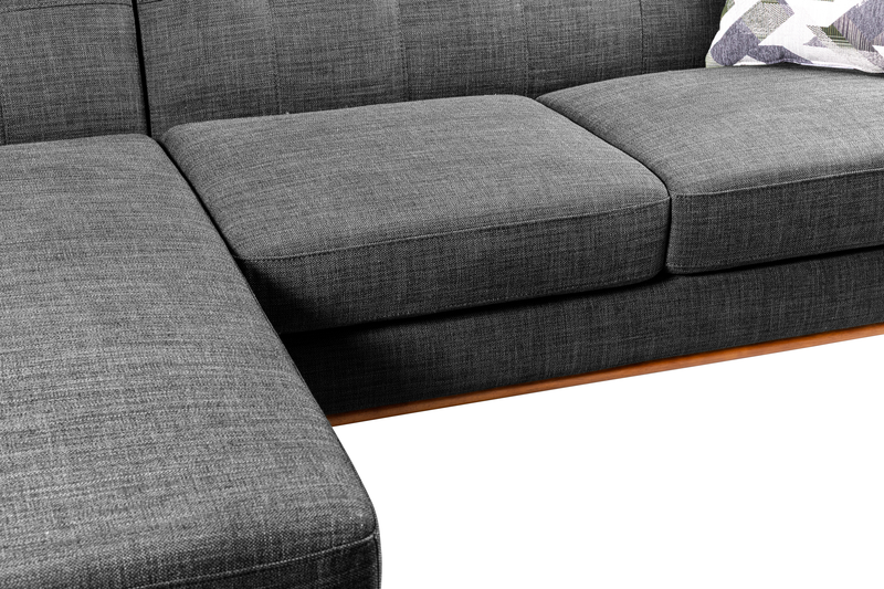 Kort & Co. Freeman 2-Piece Left-Facing Sectional with Wood Legs – Charcoal Grey