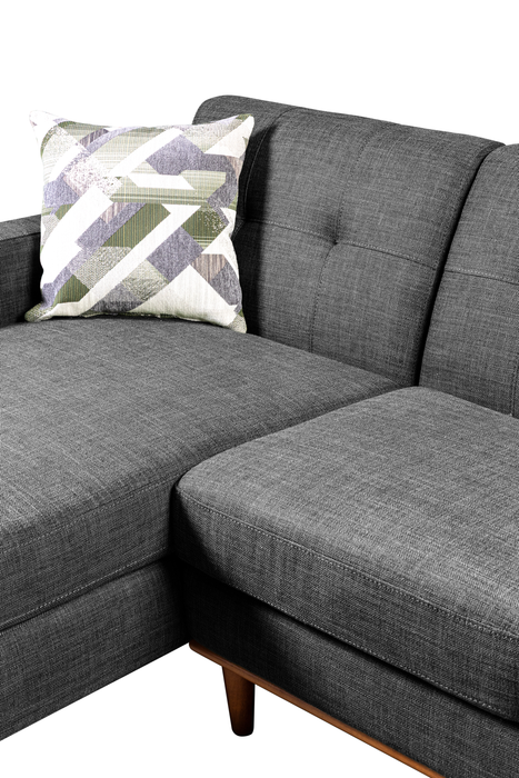 Kort & Co. Freeman 2-Piece Left-Facing Sectional with Wood Legs – Charcoal Grey