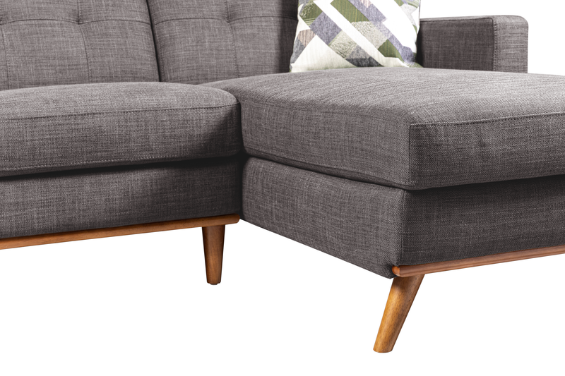 Kort & Co. Freeman 2-Piece Right-Facing Sectional with Wood Legs – Charcoal Grey