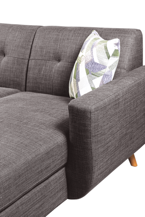 Kort & Co. Freeman 2-Piece Right-Facing Sectional with Wood Legs – Charcoal Grey