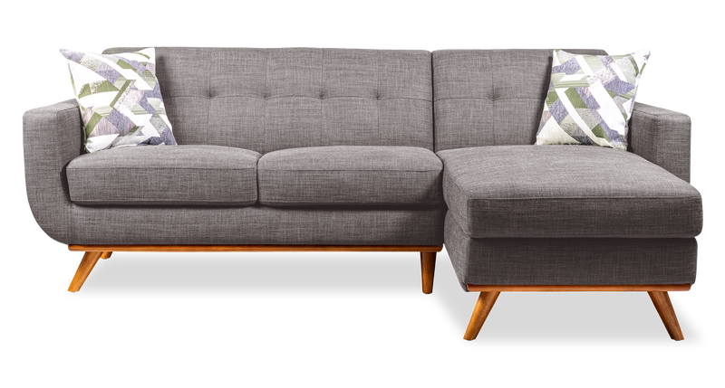 Kort & Co. Freeman 2-Piece Right-Facing Sectional with Wood Legs – Charcoal Grey