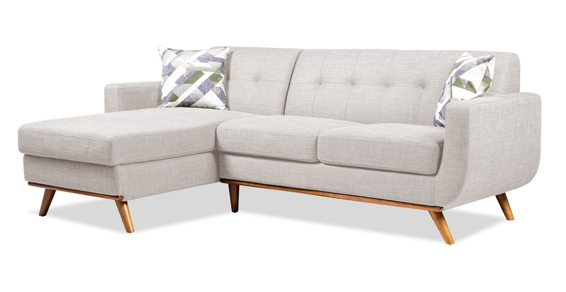 Kort & Co. Freeman 2-Piece Left-Facing Sectional with Wood Legs – Dove White
