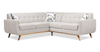 Kort & Co. Freeman 2-Piece Linen-Look Fabric Sectional with Wood Legs – Dove White
