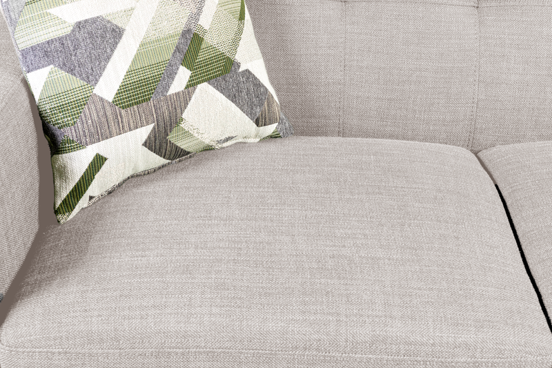 Kort & Co. Freeman 2-Piece Linen-Look Fabric Sectional with Wood Legs – Dove White