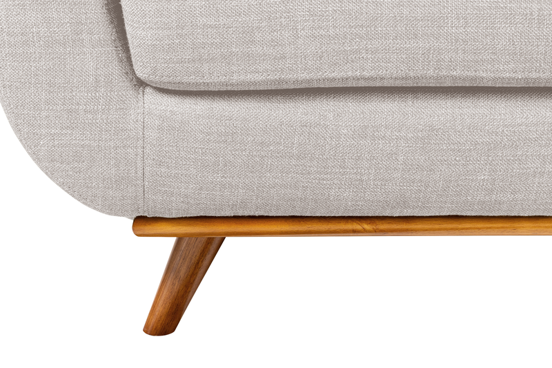Kort & Co. Freeman 2-Piece Linen-Look Fabric Sectional with Wood Legs – Dove White