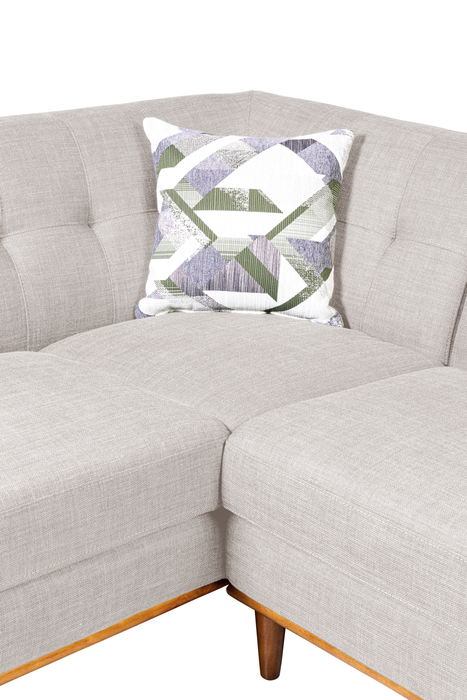 Kort & Co. Freeman 2-Piece Linen-Look Fabric Sectional with Wood Legs – Dove White