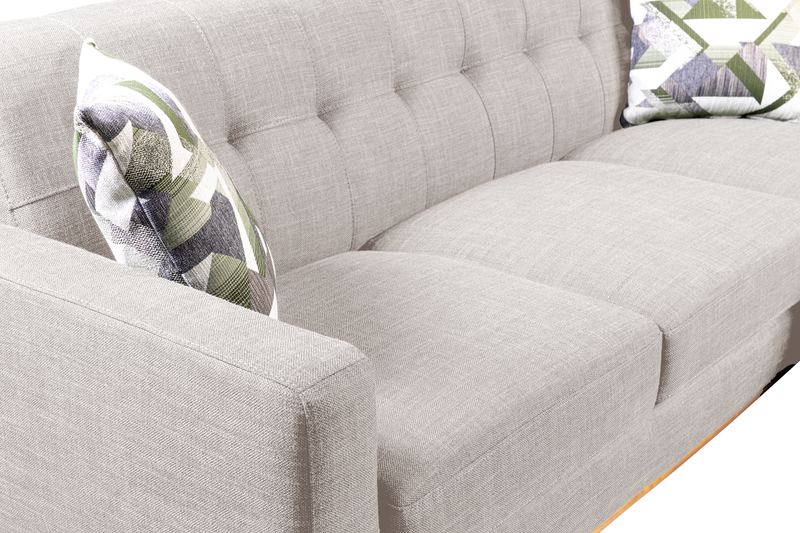 Kort & Co. Freeman 2-Piece Linen-Look Fabric Sectional with Wood Legs – Dove White