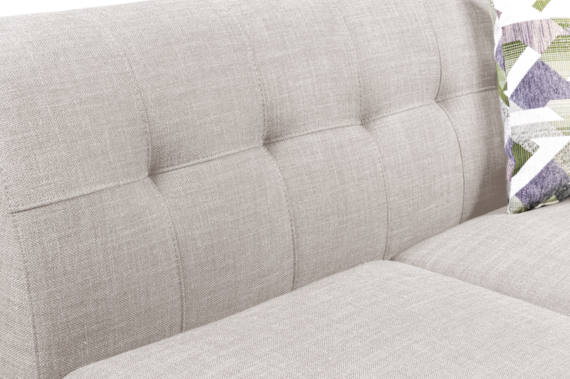 Kort & Co. Freeman 2-Piece Linen-Look Fabric Sectional with Wood Legs – Dove White